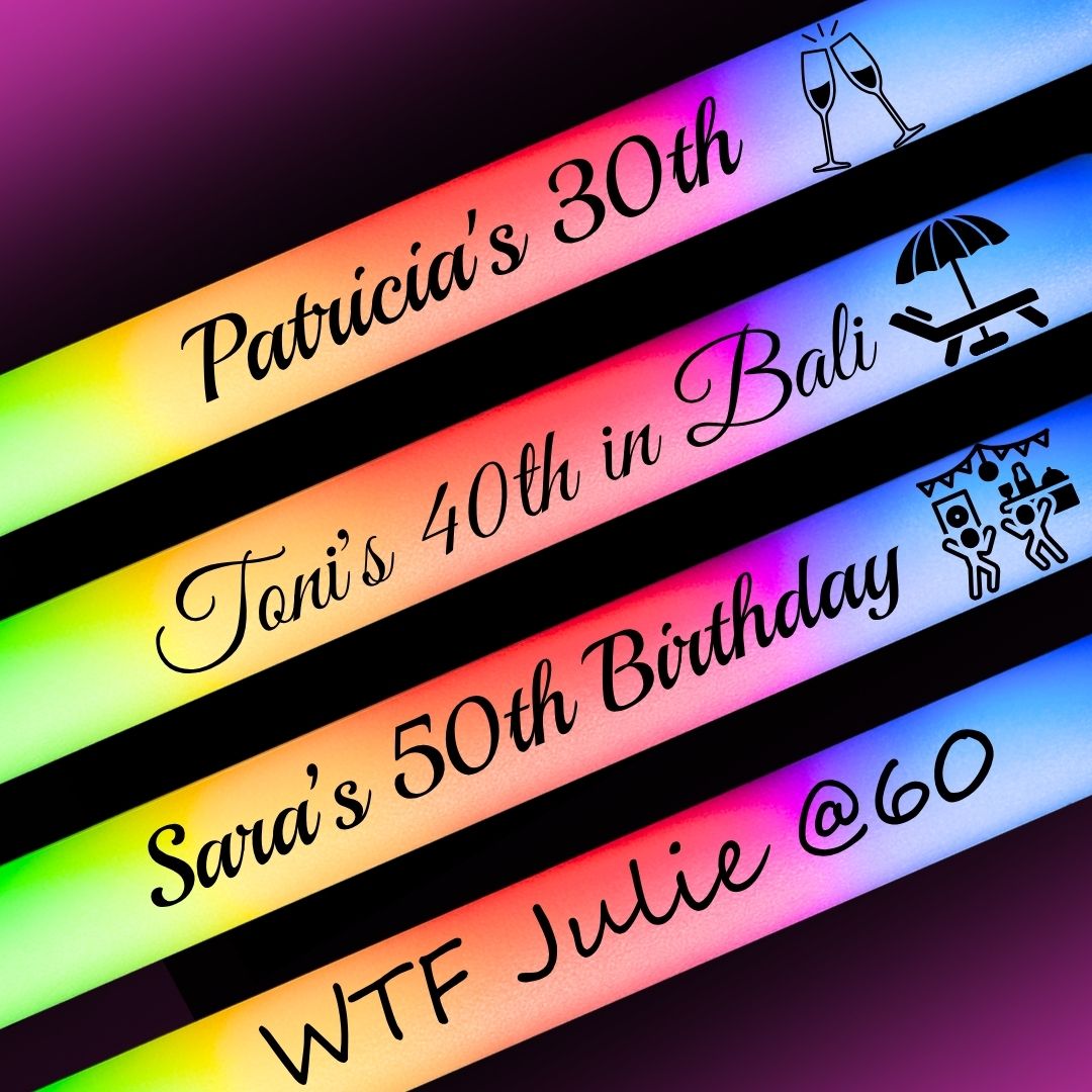 Milestone Birthday Glow Sticks with Icons