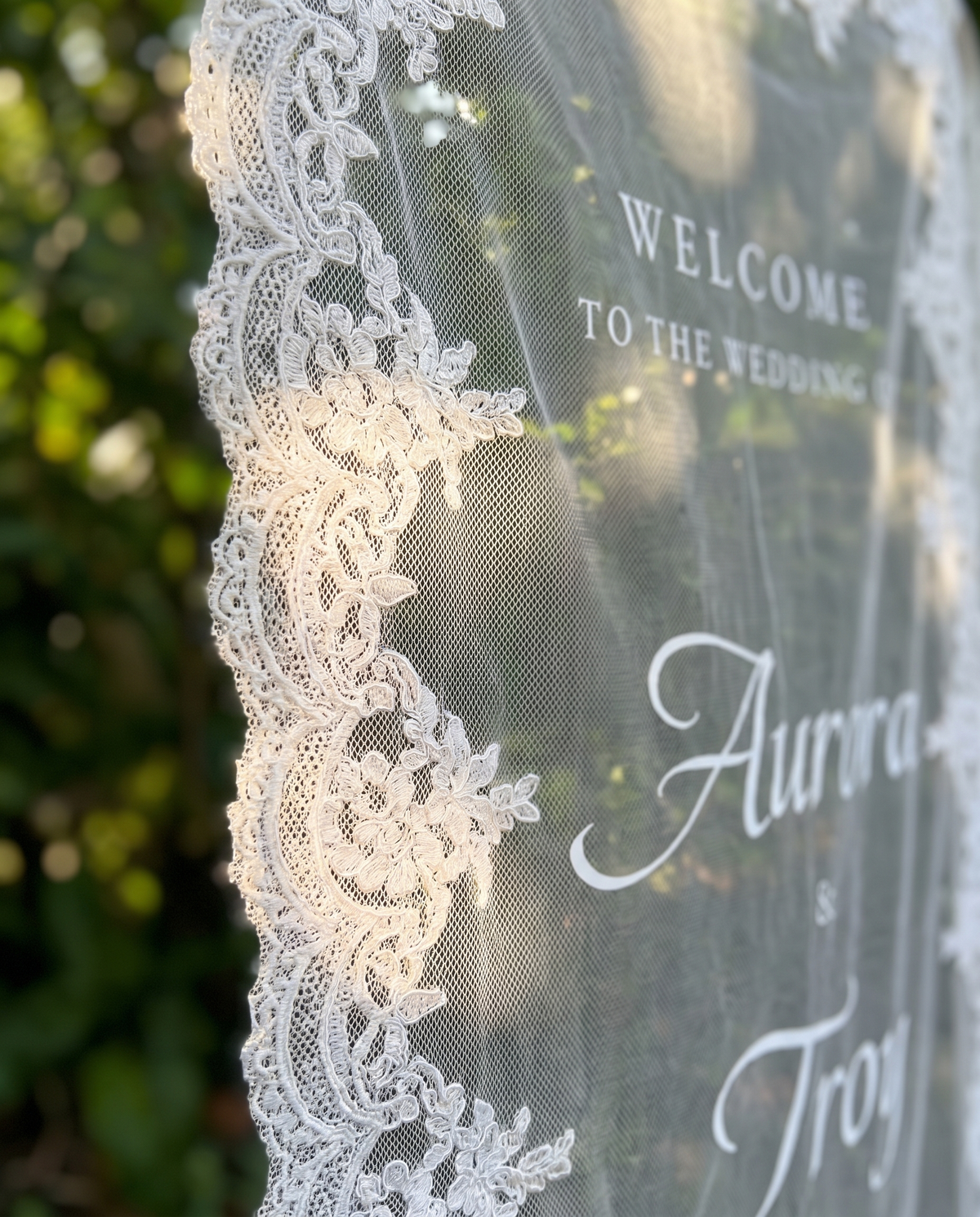 Sheer Lace Welcome Sign