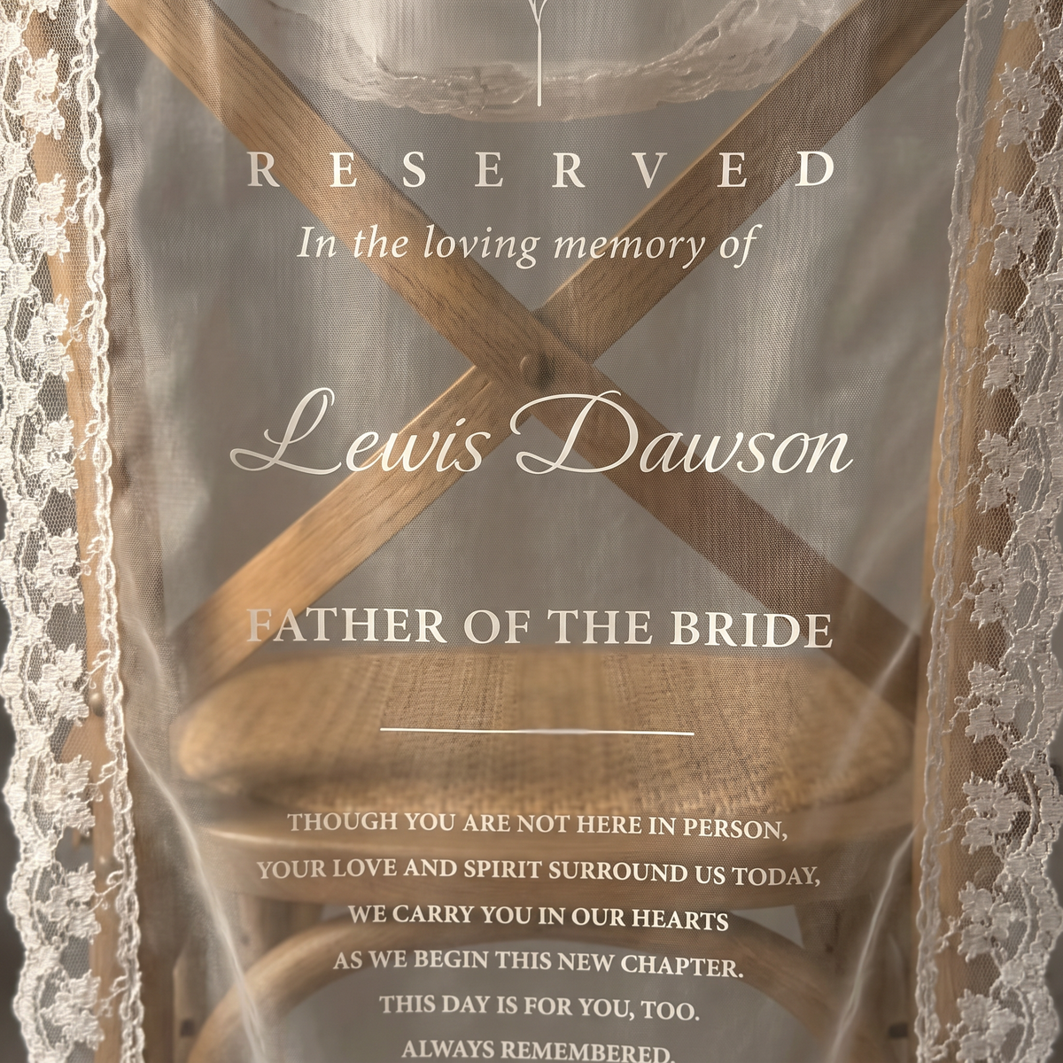 Sheer Lace Memorial Sign