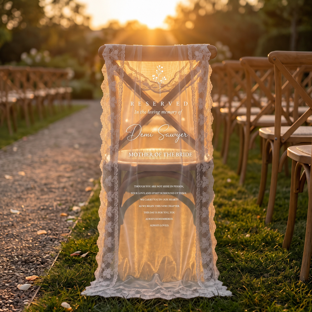 Sheer Lace Memorial Sign
