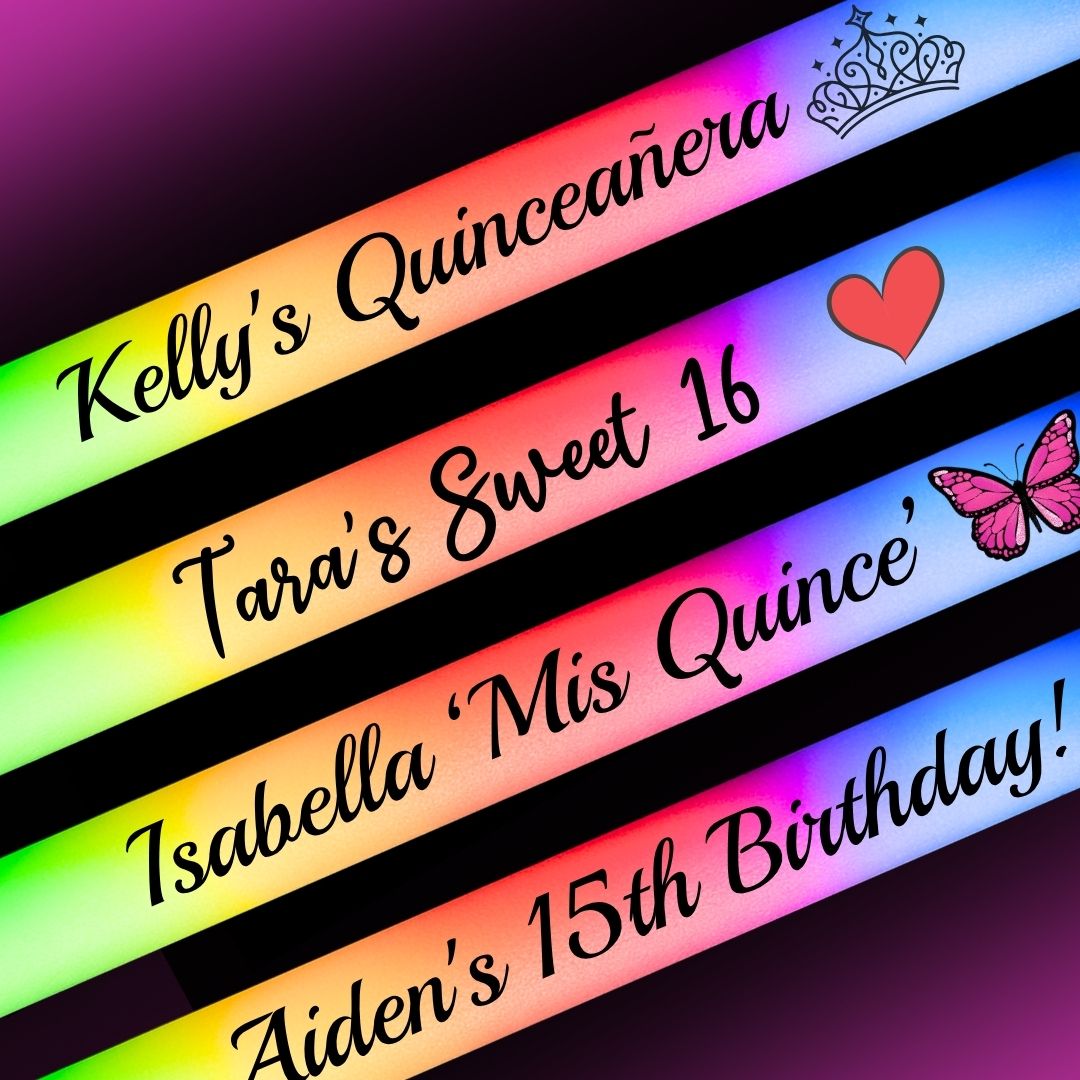 15th, Quince, Sweet 16 Glow Sticks