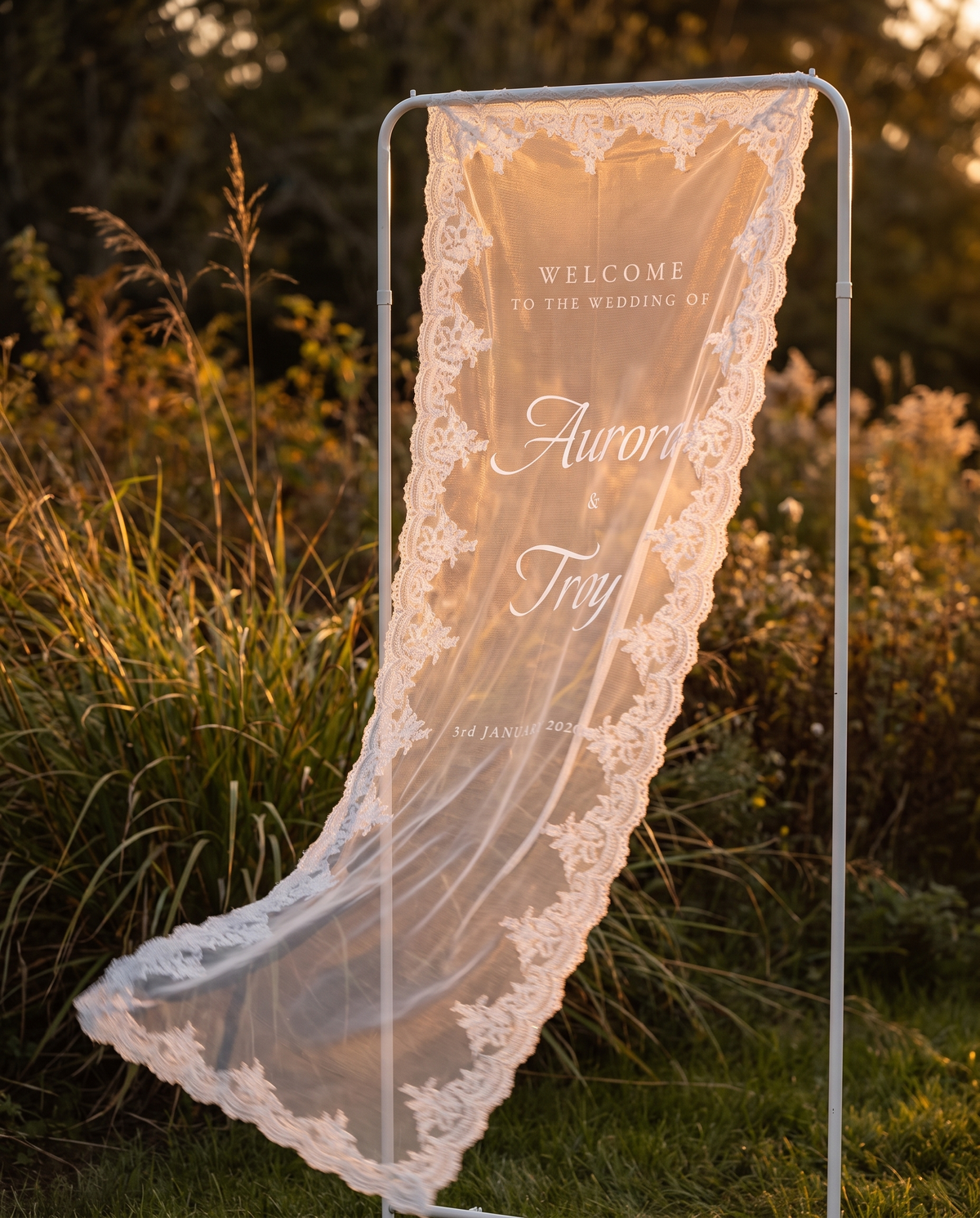 Sheer Lace Welcome Sign