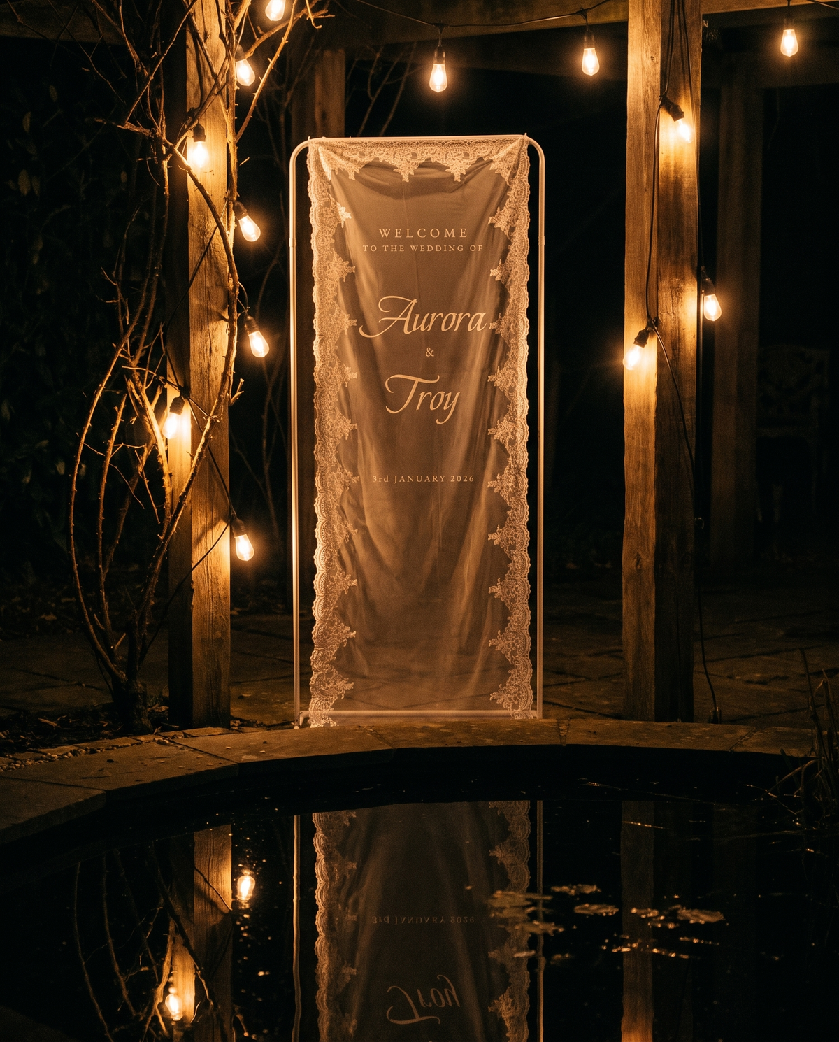 Sheer Lace Welcome Sign